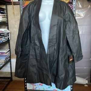 Vintage Phase 2 Black Leather 3/4 Trench Coat
